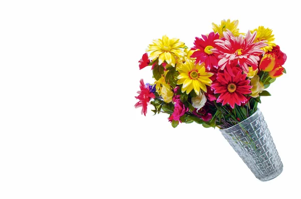 Renkli çiçekli vazo düşmek — Stok fotoğraf