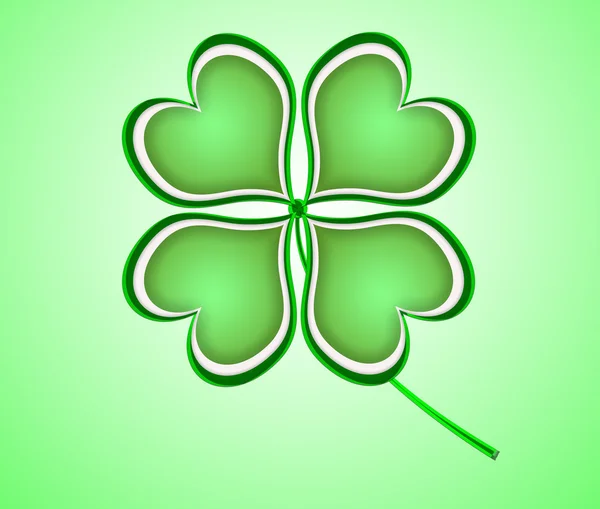 Four leaf clover in green made of hearts — Stock Photo, Image