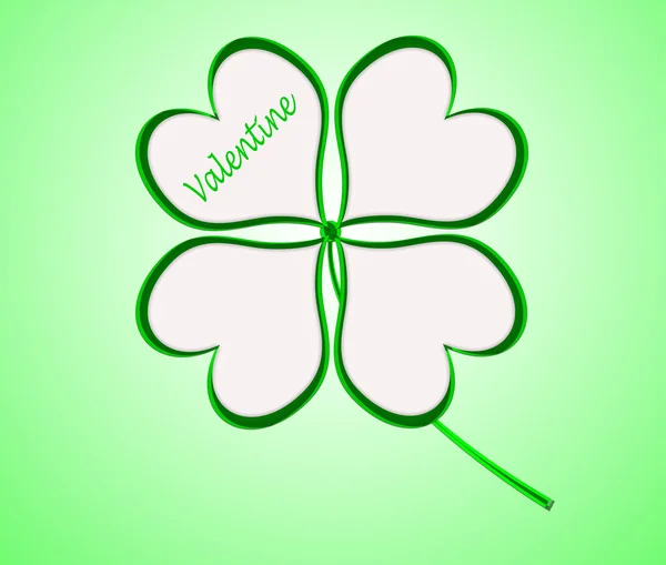 Four leaf clover in green made of hearts — Stock Photo, Image