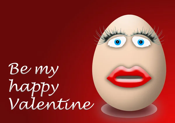 Happy valentines day funny egg face — Stock Photo, Image