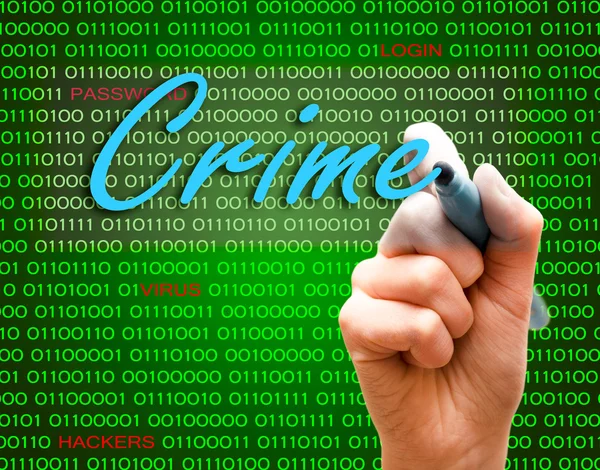 Marker hand writing protect password cyber crime caution binary text — Stock Photo, Image