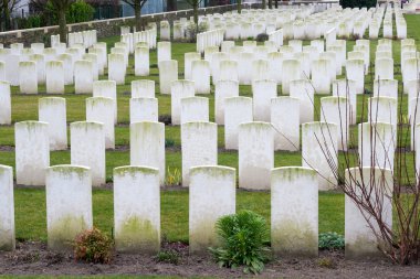I. Dünya Savaşı Flanders Belçika askerleri mezarlığı düşmüş