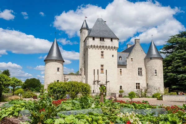 Med utsikt över en köksträdgård med slottet i bakgrunden — Stockfoto
