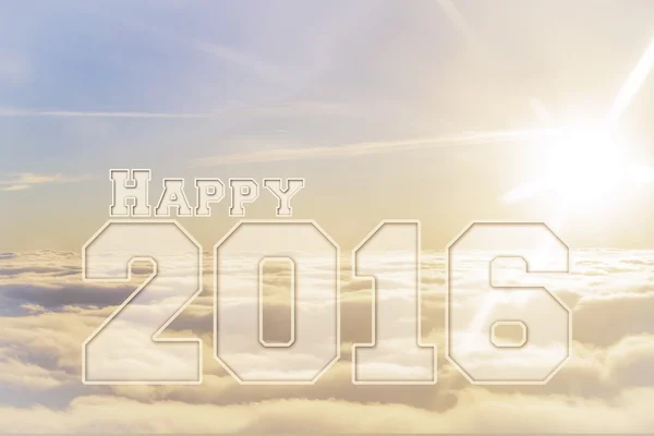 Happy new year 2016 clouds and sun — Stock Photo, Image