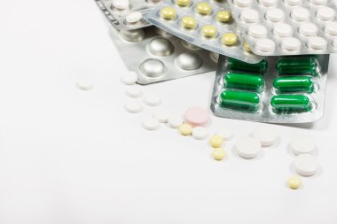 Beyaz arka plan üstten görünüm Tablet. 