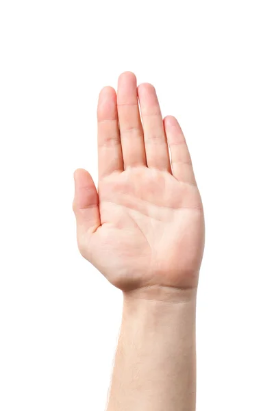 Man hand ondertekenen geïsoleerd op witte achtergrond. Mannen hand. Stockfoto