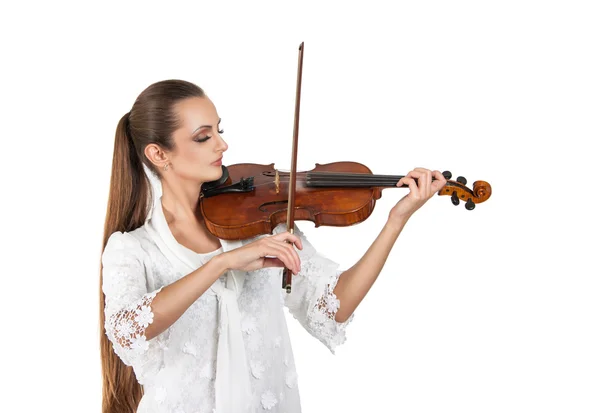 Bella giovane donna che suona il violino — Foto Stock