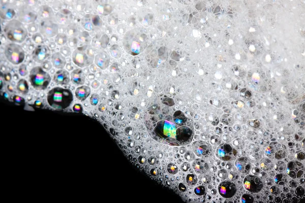 Foam bubbles abstract black background. — Stock Photo, Image