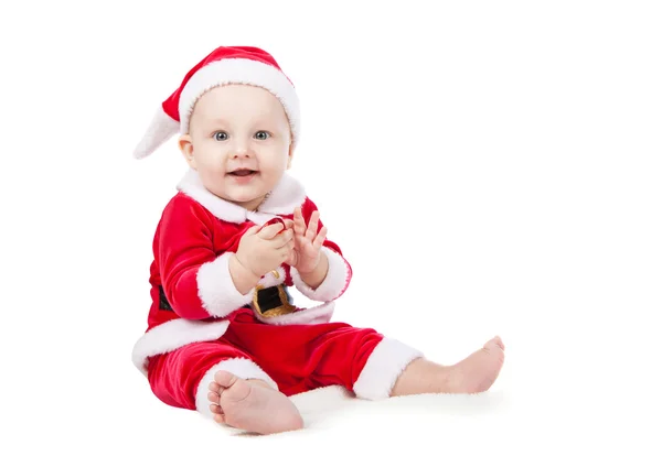 Pequena criança vestida de Papai Noel — Fotografia de Stock