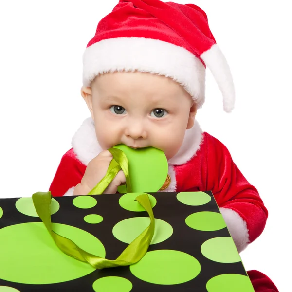 Bambino piccolo vestito da Babbo Natale — Foto Stock