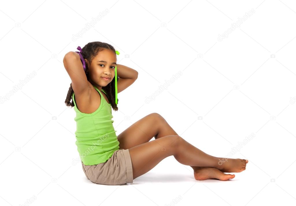 Girl  sitting on the floor