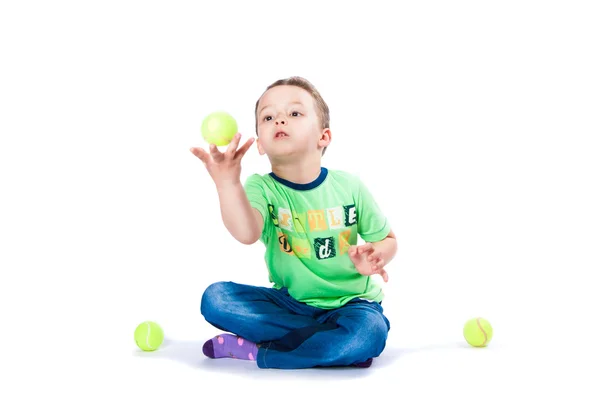 Boy catches the ball — Stock Photo, Image