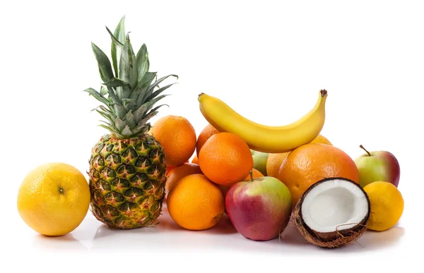 Assortment of exotic fruits isolated on white Stock Image