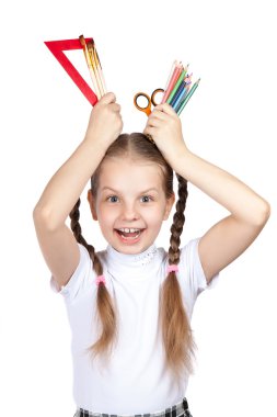 gülümseyen kız öğrenci.