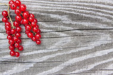 Ahşap doku üzerinde kırmızı kuş üzümü