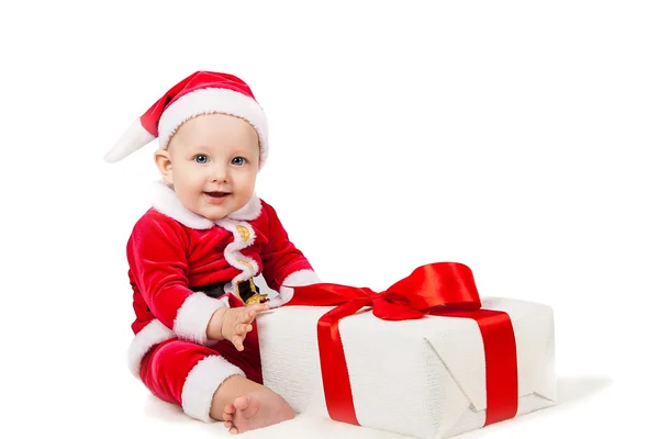 Pequena criança vestida de Papai Noel — Fotografia de Stock