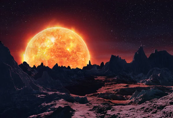 Betelgeuse红巨星崛起的3D渲染 免版税图库照片