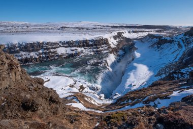 Kışın Gullfoss Şelalesi