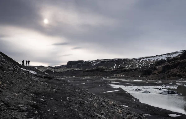 Paisagem Misteriosa Junto Lago Geleira Slheimajkull — Fotografia de Stock