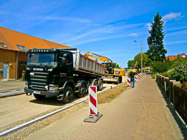 Templin Landkreis Uckermark Mai 2012 Straßenbauarbeiten Der Lychener Straße — Stockfoto