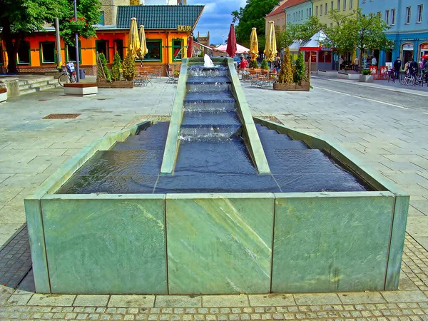 Prenzlau Brandenburg District Uckermark Germany May 2012 Fountain City Center — Stock Photo, Image