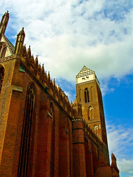 Protestantský Kostel Marie Jedním Cihlových Gotických Kostelů Nejbohatších Architektonické Šperky — Stock fotografie