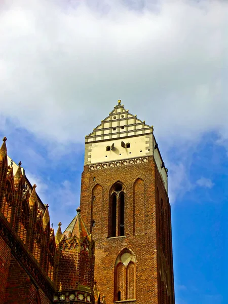 Die Evangelische Marienkirche Ist Eine Der Architektonischem Schmuck Reichsten Backsteingotikkirchen — Stockfoto