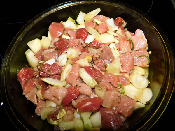 Gulash Está Recién Preparado Con Tocino Romero Cebolla Ajo — Foto de Stock