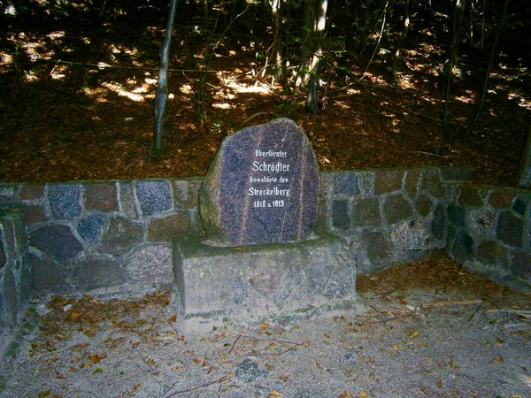 Piedra Conmemorativa Jefe Forestal Streckelberg 1818 1819Con Inscripción Jefe Forestal —  Fotos de Stock