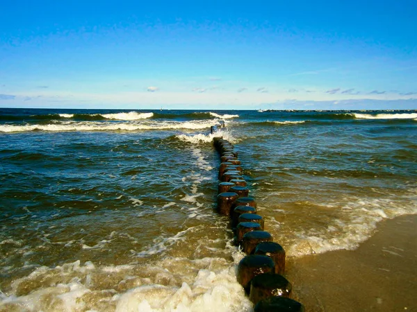 Groynes Madeira Costa Báltico Usedom — Fotografia de Stock