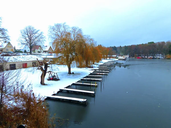 Vinter Floden Uckermark — Stockfoto