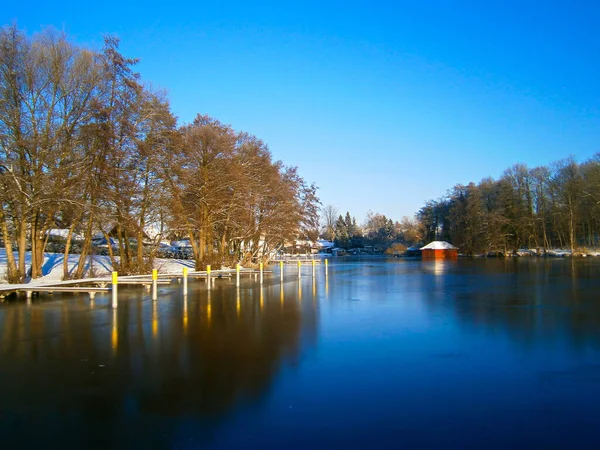 Die Verträumte Winterlandschaft Fluss Der Uckermark — Stockfoto