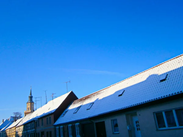 Edifícios Uma Histórica Cidade Velha Inverno — Fotografia de Stock