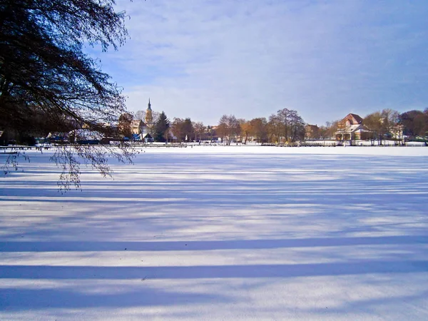 Lago Congelado Ciudad Uckermark —  Fotos de Stock