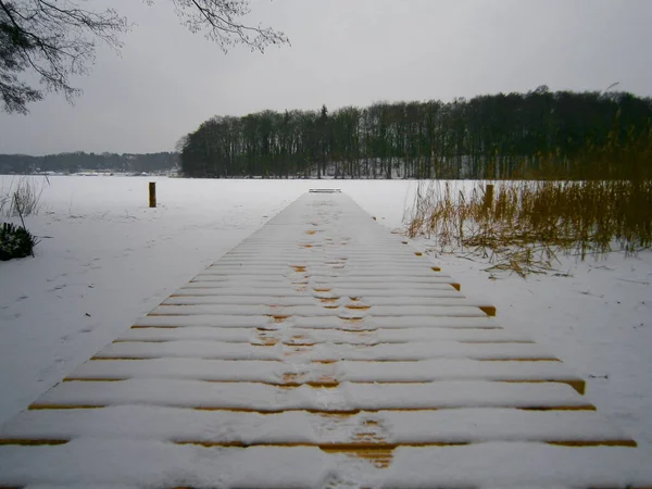 Molhe Inverno Lago Cidade — Fotografia de Stock