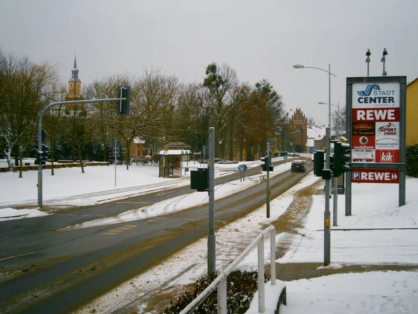 Templin Uckermark Estado Brandemburgo Alemanha Janeiro 2013 Inverno Nas Ruas — Fotografia de Stock