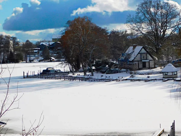 Maravilhosa Paisagem Inverno Lago Cidade Templin — Fotografia de Stock