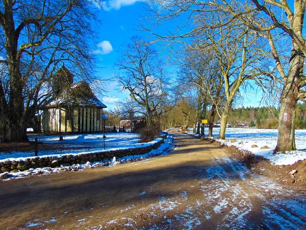 Blue Church Former Manor Village — Stock Photo, Image