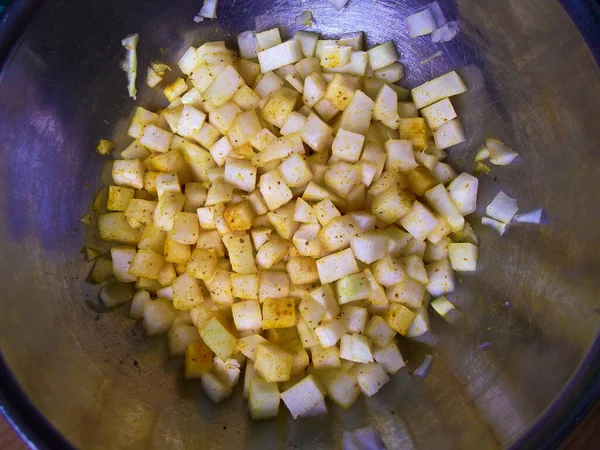 Kohlrabi Con Mezcla Condimentos Curry — Foto de Stock