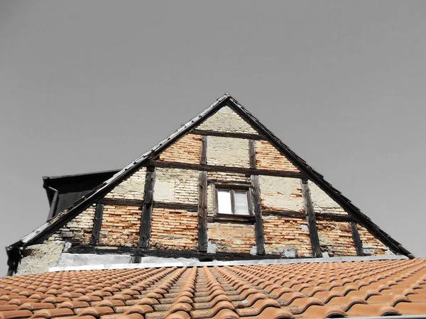 Половина Деревянного Здания Исторический Старый Город Средневековья — стоковое фото