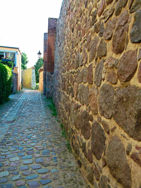 Allée Long Mur Historique Ville Moyen Age — Photo