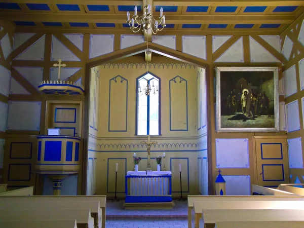 Altar Iglesia Evangélica Luterana Entramado Madera — Foto de Stock