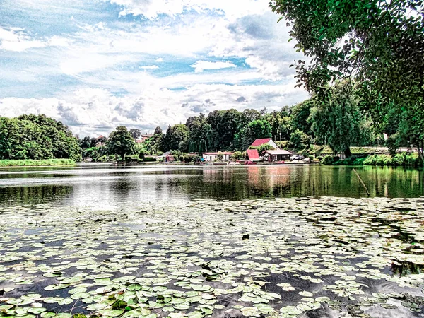 Jezero Oberpfuhl Samém Srdci Historického Rafting Města Lychen — Stock fotografie