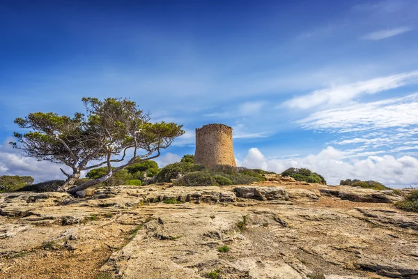 Torre de Cala Pi, medieval watchtower on the coast of Cala Pi — Stock Photo, Image