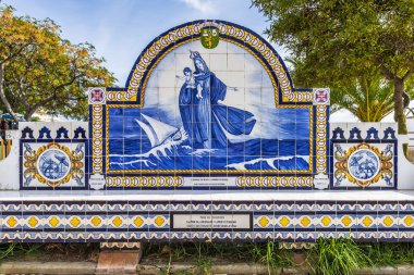 Azulejos Olhao Pazar dışında süslenmiş tezgah