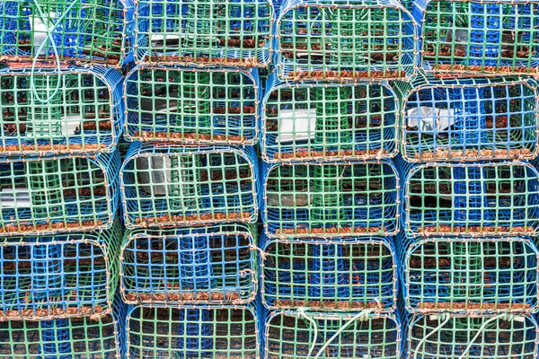 Stacked lobster and crab traps in the port of Santa Luzia — Stock Photo, Image