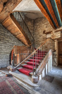 Imposing staircase in an abandoned castle clipart