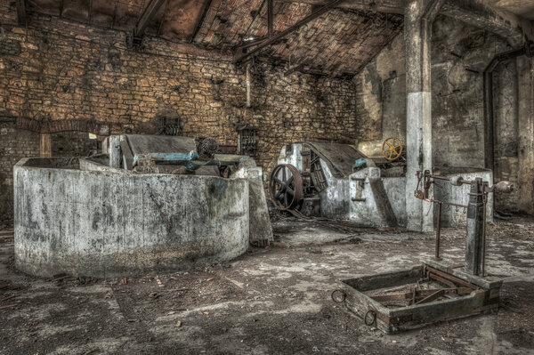 Old machinery in an abandoned factory