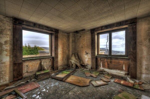 Dilapidated room in an abandoned building