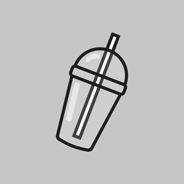 Вектор пустой прозрачной пластиковой одноразовой чашки с крышкой для холодных напитков - соды, чая со льдом или кофе, коктейля, молочного коктейля, сока. Иллюстрация в плоской конструкции — стоковый вектор